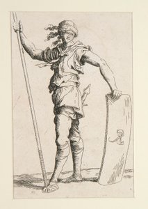 槍と盾を持った兵士 作： Salvator Rosa