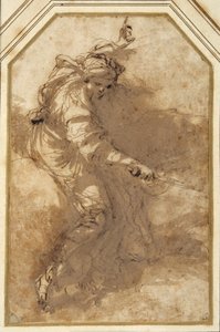 正義のアレゴリー」のための習作（紙に水墨画 作： Salvator Rosa