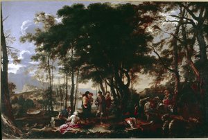 哲学者の森。サルヴァトルローザによる絵画 作： Salvator Rosa