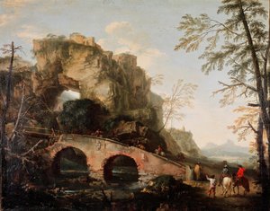 橋が壊れる 絵画 サルバトール（サルバトーレ）・ローザ（1615-1673） 1640年頃 薄暗い。106x127 cm フィレンツェ、パラッツォ・ピッティ、ガレリア・パラティーナ