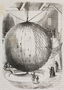 Balão de ar quente de cobre inventado por Edmond Marey-Monge, França, litografia de Salvatore Puglia de Poliorama Pittoresco, n 41, 18 de maio 作： Salvatore Puglia