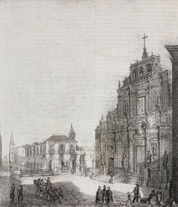 Facade of Basilica of San Sebastiano in Acireale, Sicily, Italy, lithograph by Salvatore Puglia from Poliorama Pittoresco, n 39, May 3   1458102   ja       japanese Successfully Translated  Original: Portrait of Juan Pardo II and his wives Anna Ingenieulan 作： Salvatore Puglia