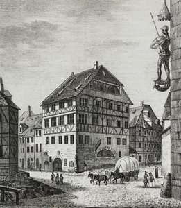 House of Albrecht Durer (1471-1528) in Nuremberg, Germany, lithograph by Salvatore Puglia from Poliorama Pittoresco, n 31, March 12   1458573   ja       japanese Successfully Translated  Original: Windsor Castle, Berkshire Translat: Windsor Castle, Berkshi