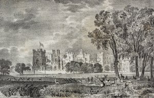 Raby Castle, Durham, Inglaterra, Reino Unido, litografia de Salvatore Puglia de Poliorama Pittoresco, n 42, 27 de maio 作： Salvatore Puglia