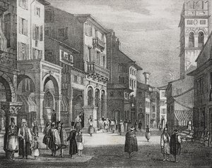 Royal Road, Corfu, Greece, lithograph by Salvatore Puglia from Poliorama Pittoresco, n 23, January 11   1458318   ja       japanese Successfully Translated  Original: The Disputed Prize (hand-coloured lithograph) Translat: The Disputed Prize (hand-coloured