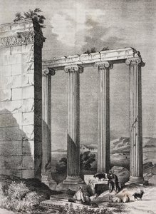 Ruínas do templo jônico Tchavdere, Ásia Menor, litografia de Salvatore Puglia de Poliorama Pittoresco, n 37, 19 de abril 作： Salvatore Puglia