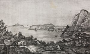 Vista de Posillipo do terraço do monsenhor Di Pietro, Campania, Itália, litografia de Salvatore Puglia de Poliorama Pittoresco, n 32, 16 de março 作： Salvatore Puglia