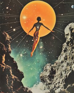浮遊する女性　宇宙の太陽 作： Samantha Hearn