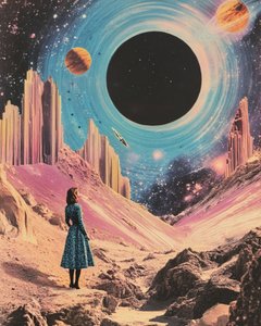 ブラックホールをじっと見つめる女性