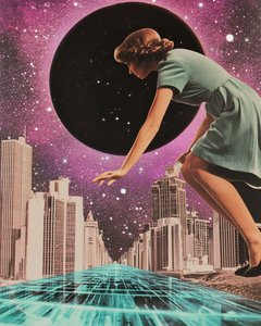 宇宙の都へと向かう女性 作： Samantha Hearn