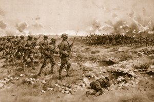 彼らの最後の希望: 意気消沈したドイツ兵は前進するイギリス軍に恩赦を乞う (リソ) 作： Samuel (after) Begg