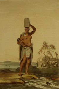 ジョン・バロウ（1764-1848）の「コチンチナへの航海」からの第17版「アフリカの女性」、トーマス・メドランド（1755-1823）の彫刻、1806年（アクアチント）。 作： Samuel (after) Daniell