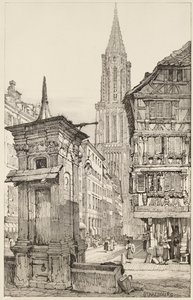 メルシエール通りとストラスブール大聖堂の西正面 作： Samuel (after) Prout