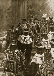 1724年10月20日、ジョージ1世の戴冠式における即位化、「イラストレイテッドロンドンニュース」、1902年 作： Samuel Begg