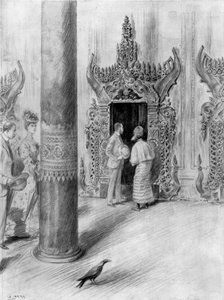 1906年、ビルマのマンダレーにあるキングテーボー宮殿のウェールズの王子と王女 作： Samuel Begg