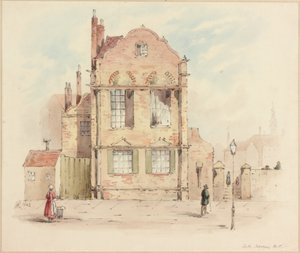 フォースハウス、ニューカッスルアポンタイン、1843年（紙に鉛筆とトイレ） 作： Samuel Bilston