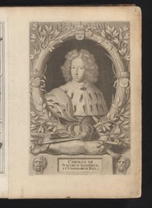 Portret van Karel XII van Zweden カール 12 世、スウェーデンのゴート族とヴァンダル族の王 (オブジェクトの称号) スウェーデン古代と現代（シリーズタイトル） 作： Samuel Blesendorf