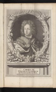 Portret van Karel XI van Zweden カール 11 世、スウェーデンのゴート族とヴァンダル族の王 (オブジェクトの称号) スウェーデン古代と現代（シリーズタイトル） 作： Samuel Blesendorf