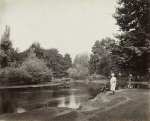 カシミール、チュナル・バーグの下のドゥル運河、1865年頃（アルビネン・シルバー・プリント 作： Samuel Bourne