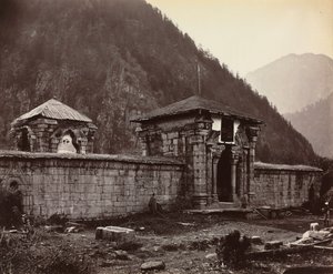 ナベシェラにある寺院、カシミール、インド、1864年。 作： Samuel Bourne