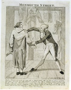 1789年、J。クックによって刻まれた古着屋の風刺画、モンマスストリート 作： Samuel Collings