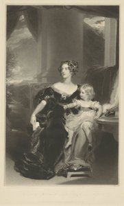 ハリエット、ガワー伯爵夫人と娘の肖像 作： Samuel Cousins