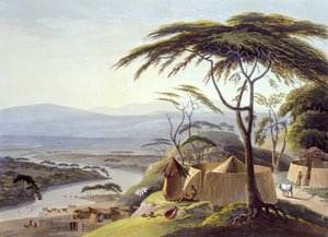 リータクーの町」（「アフリカの風景と動物」より22枚目、画家の彫刻による 作： Samuel Daniell