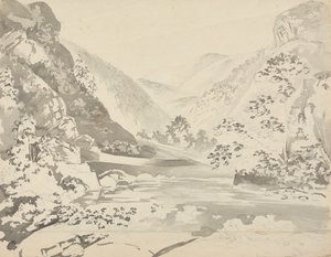 山を背景にした川の風景 作： Samuel Davis