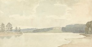 カントリー ハウスが遠くに見える川の風景 作： Samuel Davis