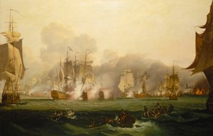 トラファルガーの海戦、1805年10月21日、19世紀初頭（油彩・キャンバス） 作： Samuel Drummond