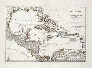 フロリダ、ルイジアナ、ニュー・スペイン、テラ・ファーマの海岸と全島を含む西インド諸島全図