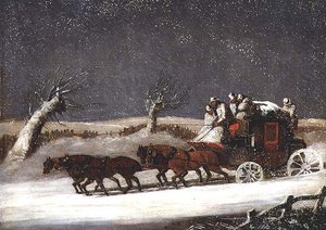 雪の中の郵便馬車