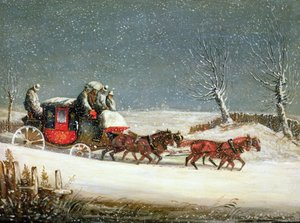 深雪のロイヤルメール」（油彩・パネル 作： Samuel Henry Alken