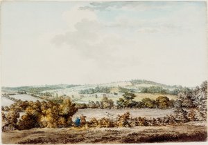 グランジアンドバーバーウッドの古い家、1787年（紙にペンとインクとトイレ） 作： Samuel Hieronymous Grimm