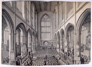 View, from the east end, of the interior of Bath Abbey, with congregation   1453364   ja       japanese Successfully Translated  Original: Shirt Panel (mola), c.1950 (appliqued cotton) Translat: Shirt Panel (mola), c.1950 (appliqued cotton) 1449069 ja japa 作： Samuel Hieronymous Grimm