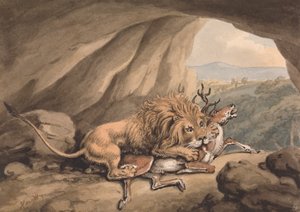Leão atacando um veado 作： Samuel Howitt