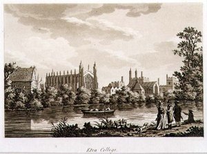 イートン・カレッジ、「テムズ川の絵のような景色」のイラスト、パブ。1799年（エッチング、アクアチント）。 作： Samuel Ireland