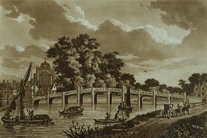 ハンプトンコートブリッジ、「テムズ川の美しい景色」のイラスト、パブ。 1799（エッチング、アクアチント）
