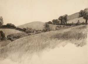 1884年の田園風景（バフレイド紙に木炭）