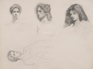 女性の頭のスケッチ 作： Samuel Isham