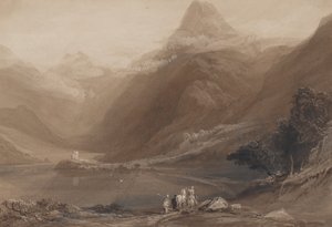 ランベリス湖、北ウェールズ、1820-30。 作： Samuel Jackson