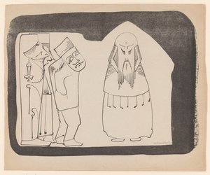 ファンタジー：左に右に3人の人物、右に正面の中国人らしき人物 作： Samuel Jessurun de Mesquita (signed by artist)