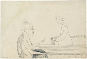 お互いを指差す 2 つの幻想的な人物