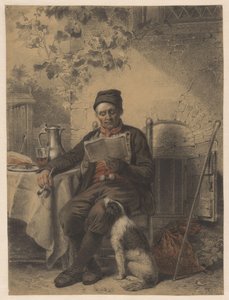 犬と読書する男 作： Samuel Johannes de Vletter