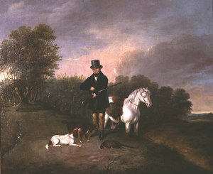 犬とゲームを持つスポーツマン 作： Samuel John Egbert Jones