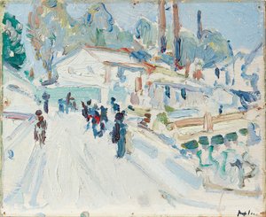 パリのストリート (オイルオンボード) 作： Samuel John Peploe