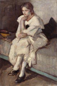 白いドレスの少女（油彩・キャンバス） 作： Samuel John Peploe