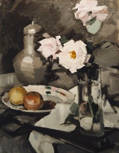 ガラスの花瓶のピンクのバラ、c。 1924 作： Samuel John Peploe
