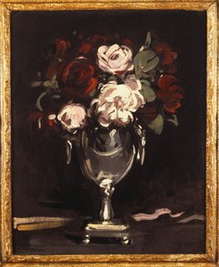 銀の壺の赤と白のバラ、c.1897 作： Samuel John Peploe