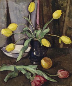 チューリップのある静物（キャンバスに油彩） 作： Samuel John Peploe